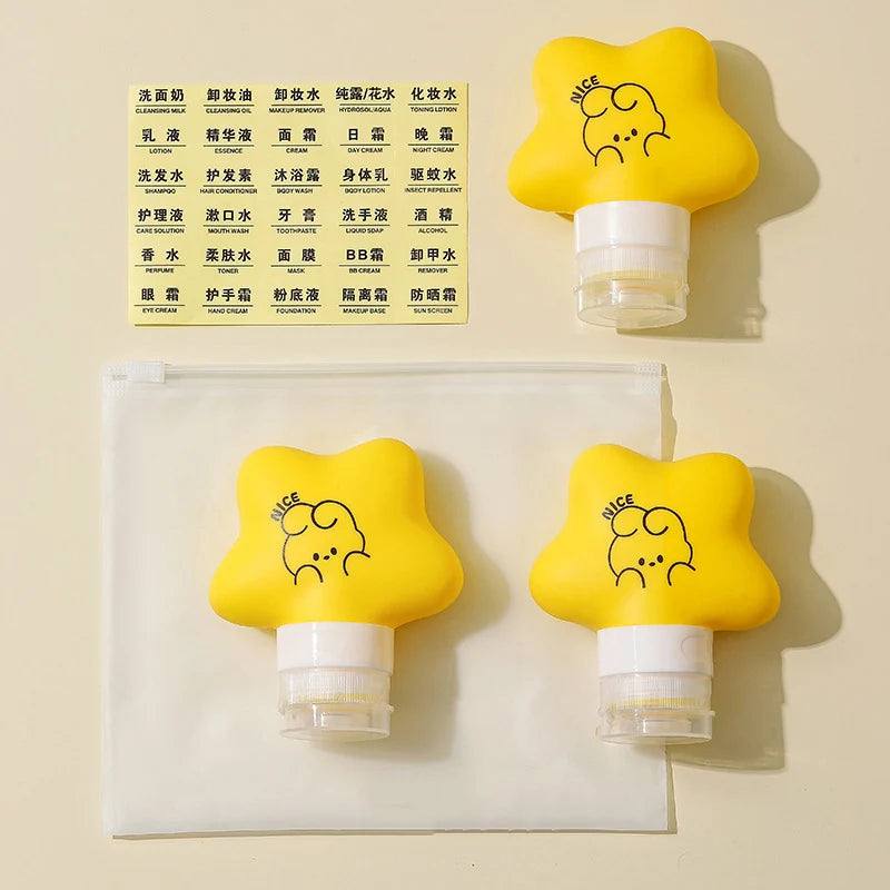1Pack/3pcs‌ Portable Silicone Travel Refillable Bottles‌ for Shampoo Body Wash Lotion Face Cream are ‌Squeeze-style Containers Peaceful Pleasures Health and Wellness Yellow