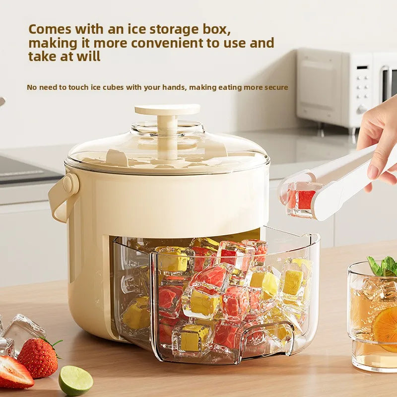 Portable Press Ice Cube Tray with Drawer, Large Capacity Multi-Layer Storage Bin for Home, Simple & Stylish Ice Maker Box Peaceful Pleasures Health and Wellness