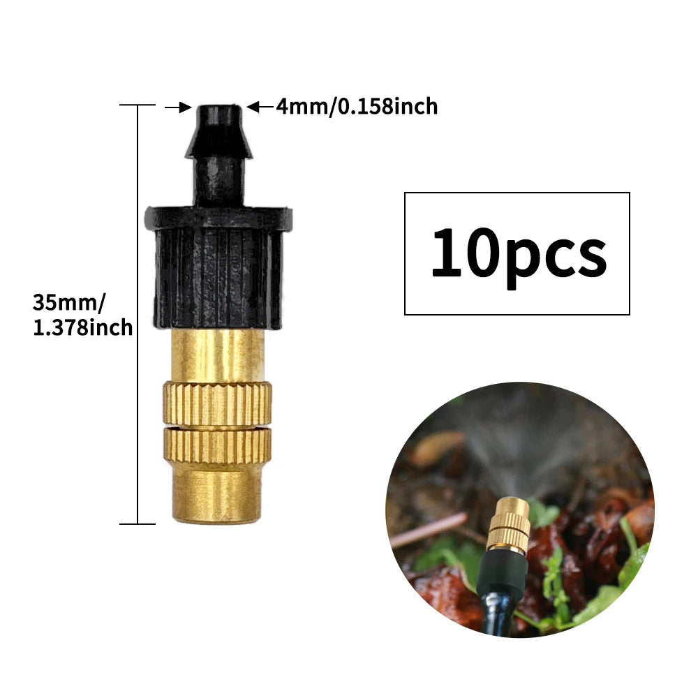 10pcs 4/7PVC Outdoor Misting Cooling System Garden Irrigation Watering 1/4'' Brass Atomizer Adjustable Garden Micro Sprinklers Peaceful Pleasures Health and Wellness A-10Pcs