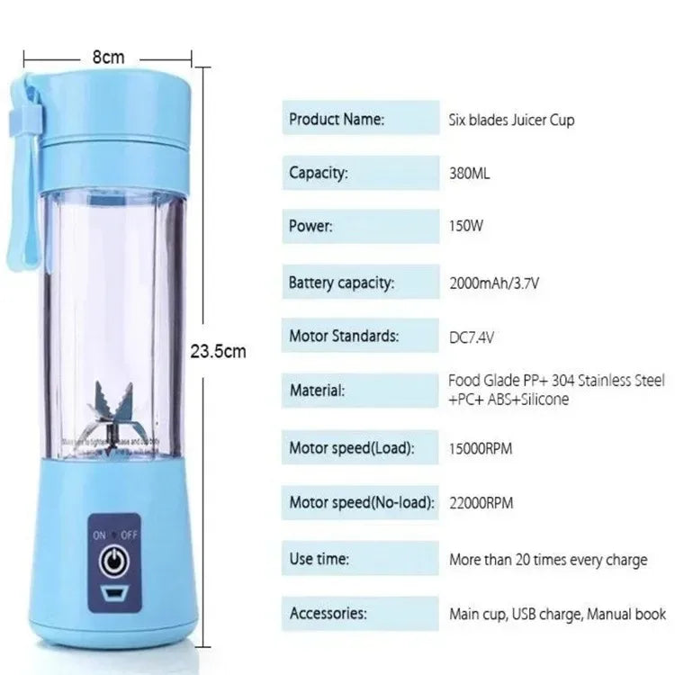 Mini 380ml Portable USB Blender for Smoothies & Shakes