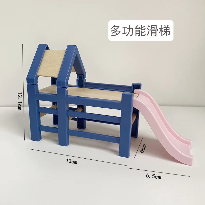 1:12 Dollhouse Baby Bedroom Furniture Accessories Slide/Trojan Horse/Table/ Dining Chair/Bed for Kids Pretend Play Supplies Peaceful Pleasures Health and Wellness 3