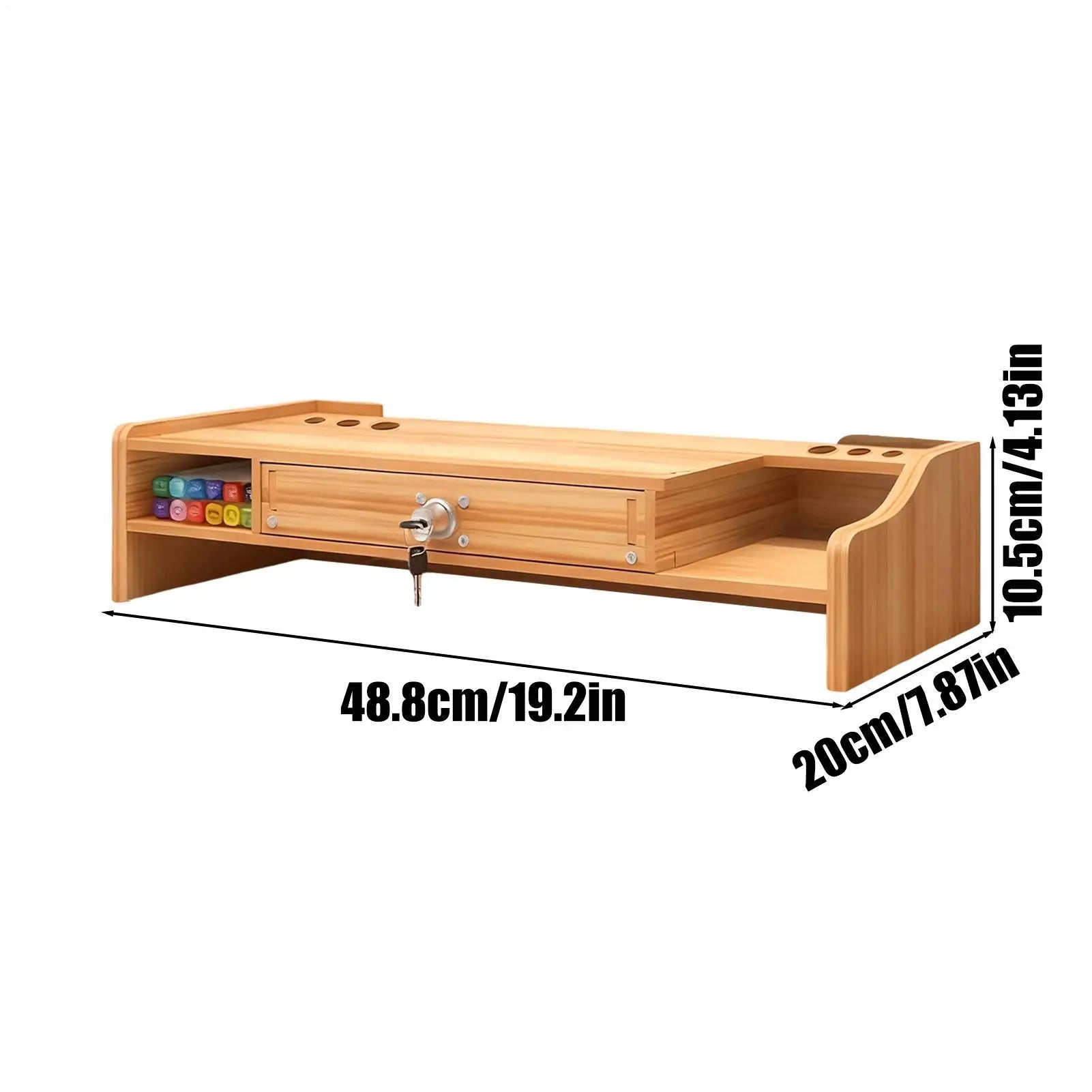Monitor Stand For Desk Wooden Desktop Organizer Shelf With Drawer Desk Shelf Organizer For Laptop Printer PC TV Screen Pen Home Peaceful Pleasures Health and Wellness