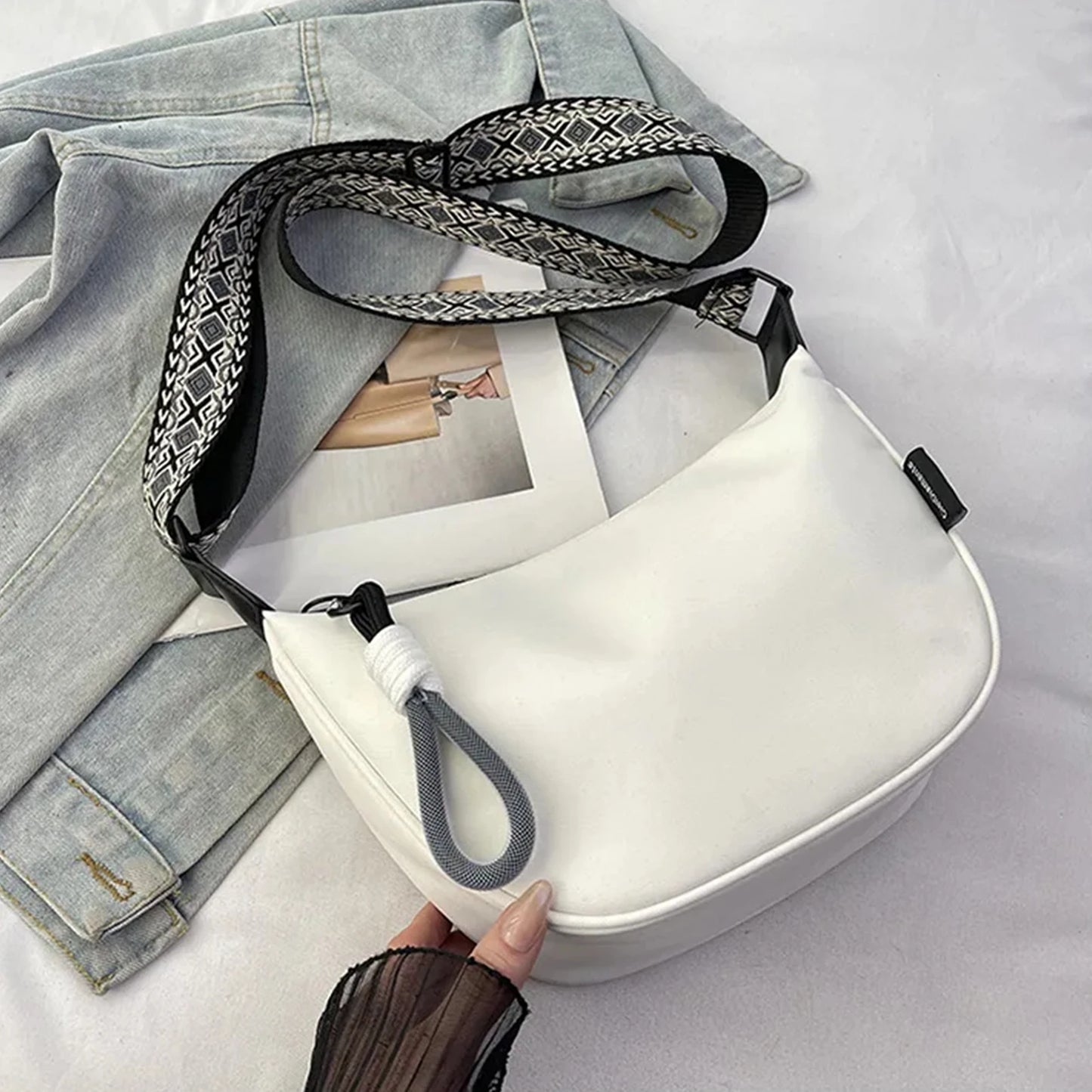 Sling Crossbody Bag for Women Portable Travel Dumpling Bag With Adjustable Strap for Sports Festival Workout Peaceful Pleasures Health and Wellness