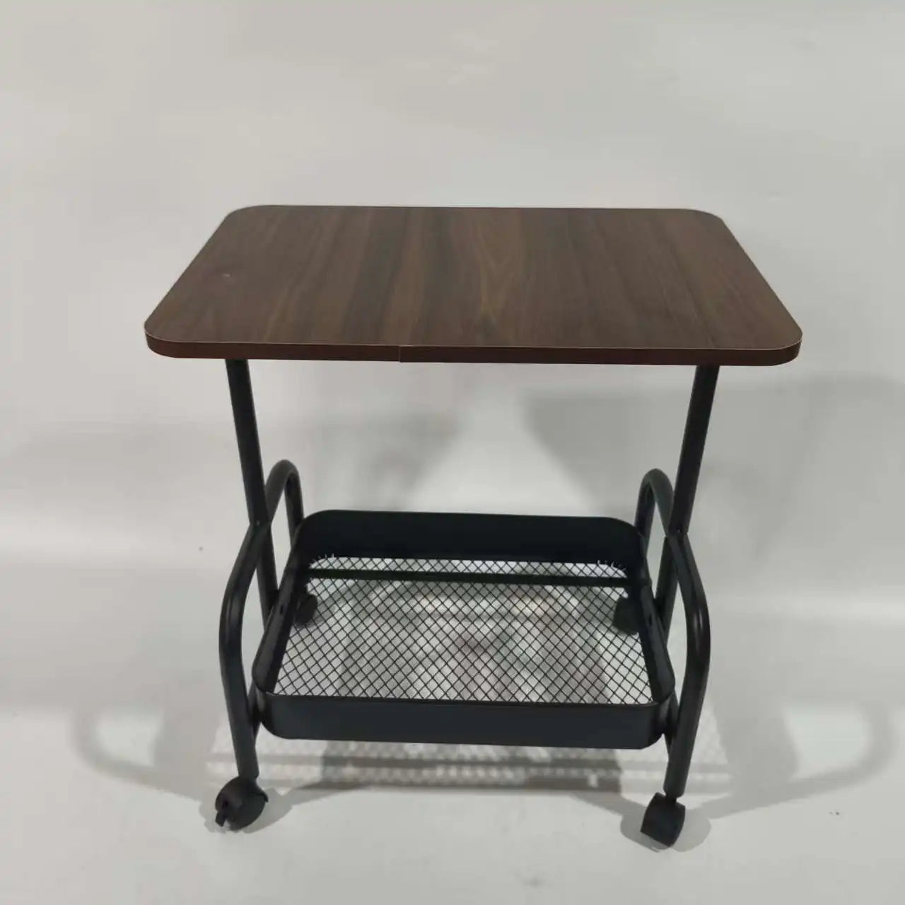 Space Saving Portable Slim Mobile Double Layer Rolling 2 Tier Tea Cart Side Table For Living Room Bedroom Kitchen Office Peaceful Pleasures Health and Wellness 2 Layers Black