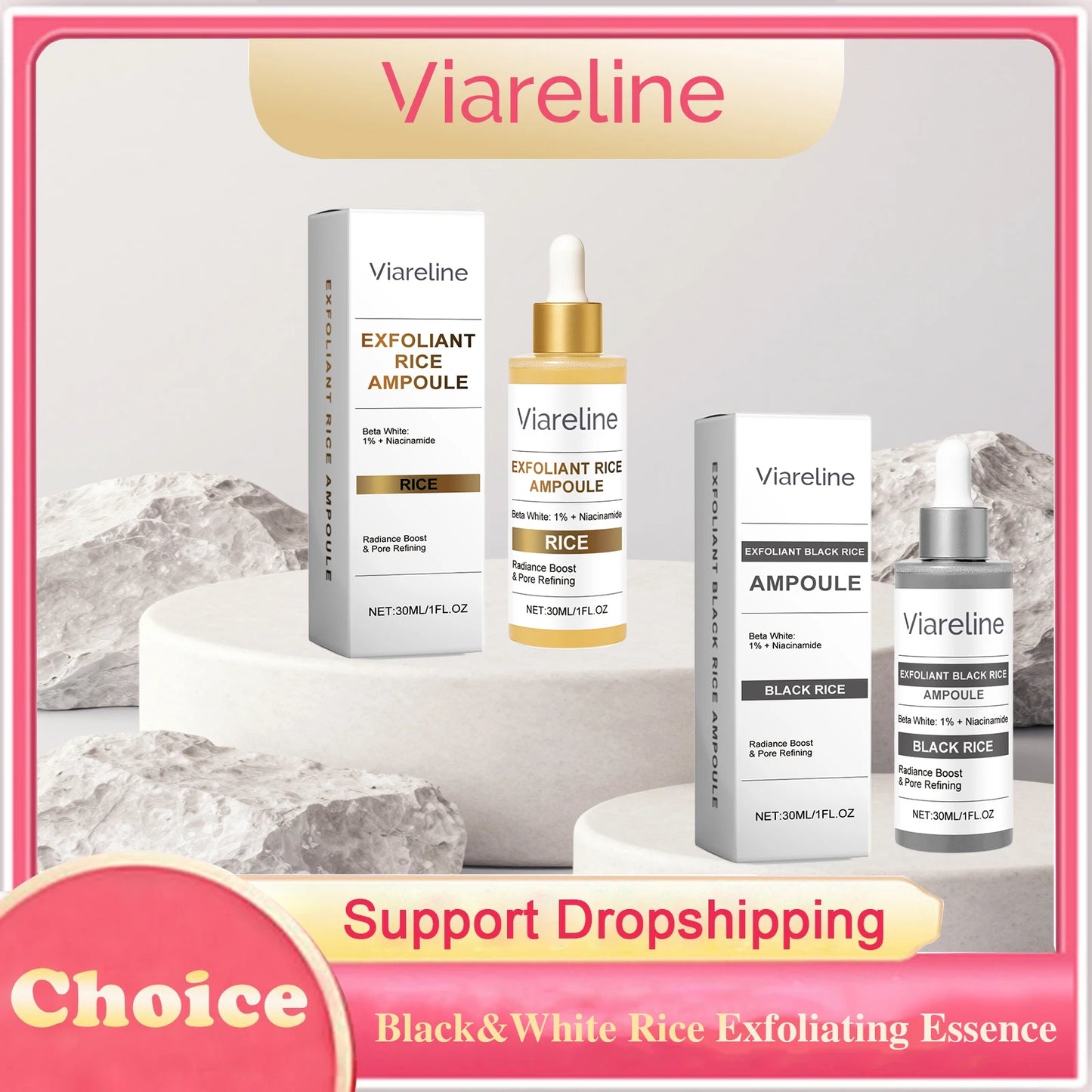Viareline Rice Exfoliating Facial Serum – Brighten & Shrink Pores