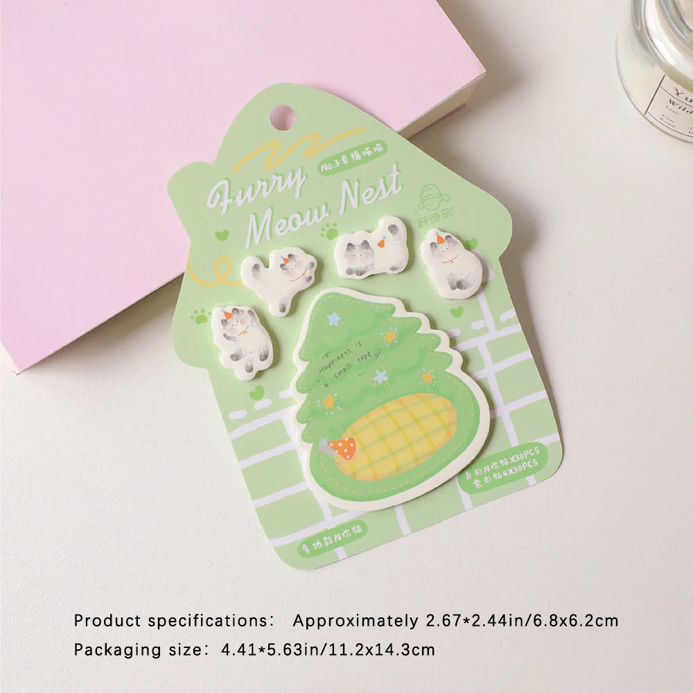 30 Sheets Cat Nest Alien Convenience Stickers Cartoon Creative Soft