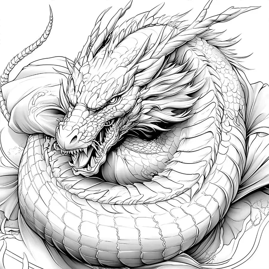 Dragon Coloring Book 20 Pages Adult Picture Animals Drawings Creative