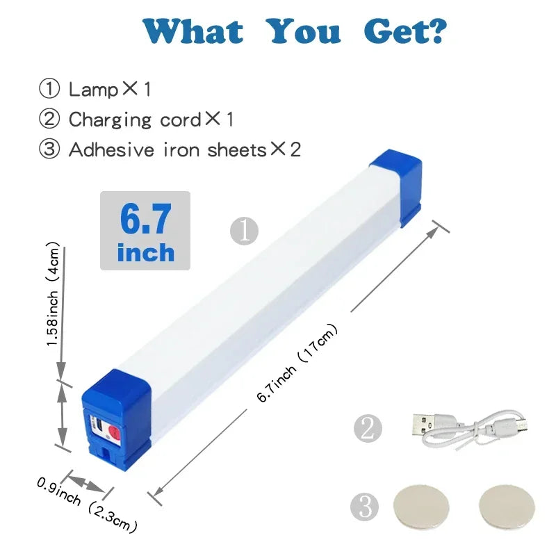 LED Magnetic Work Light – Rechargeable Bar Lamp with Hooks