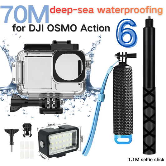 70M Dive Housing for DJI Osmo Action 6 + Underwater Fill Light Underwater Camera Housing Oasis Select