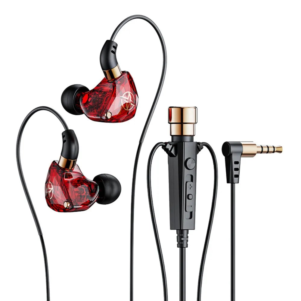 Dynamic Wired Earphone 3.5mm with Mic in Ear Earphones Noise Cancelling HiFi Stereo Wired Headset Phone/tablet/laptop Peaceful Pleasures Health and Wellness Red