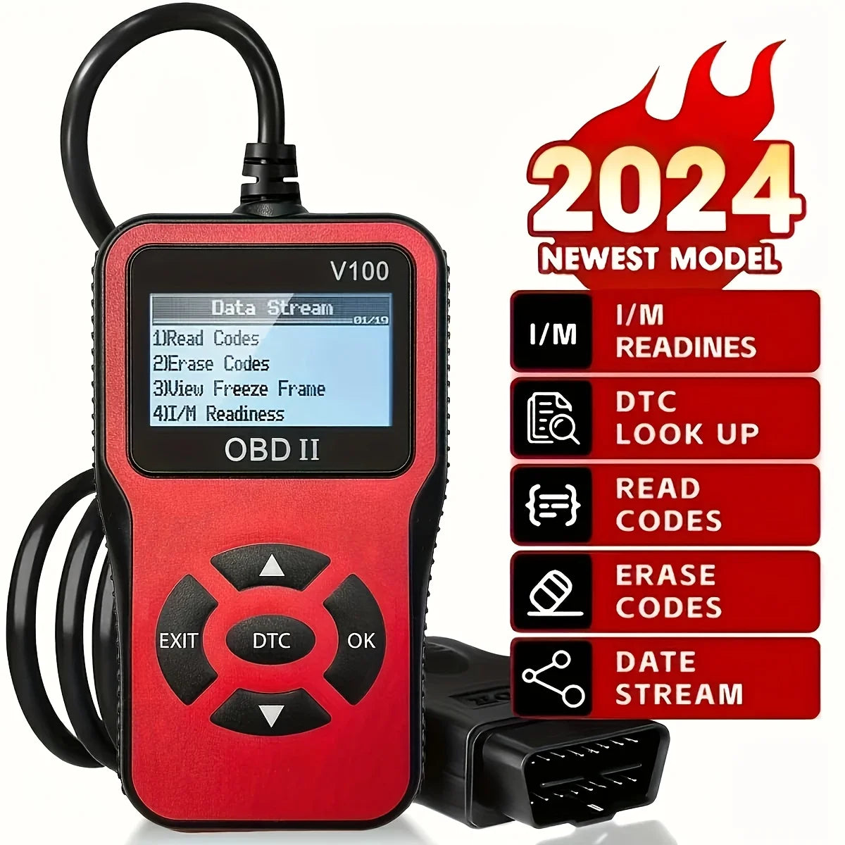 2025 New V100 Obd Ii Diagnostic Tool - Accurate Power Mode, USB Connection, Real-Time Data Stream, Battery Voltage Monitoring, Easy Decoding, Suitable for All Vehicle Models, Car Diagnostics | Intuitive Interface | Strong Peaceful Pleasures Health and Wellness Red