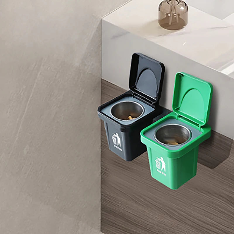 Wall-Mount Stainless Steel Ashtray with Lid & Ash Notch