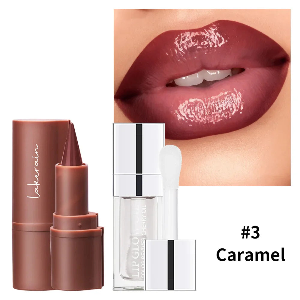 3D Lip Gloss & Lip Liner Set – Hydrating Long-Lasting Formula