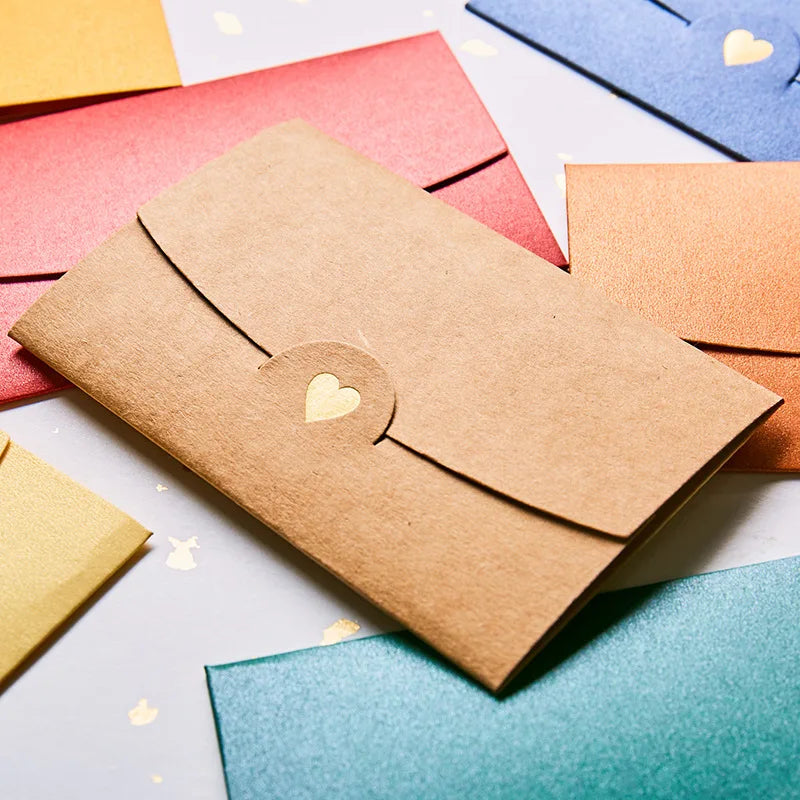 (20 pieces/lot) 10.5*7CM Small Greeting Card Name Card Envelope Hot Stamping Love Pearlescent Paper Mini Envelopes Peaceful Pleasures Health and Wellness