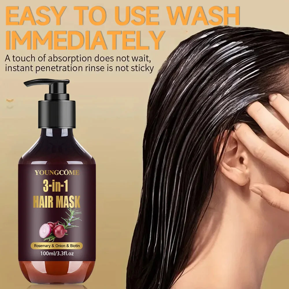 YOUNGCOME 3-in-1 Organic Hair Mask – Rosemary, Onion & Biotin