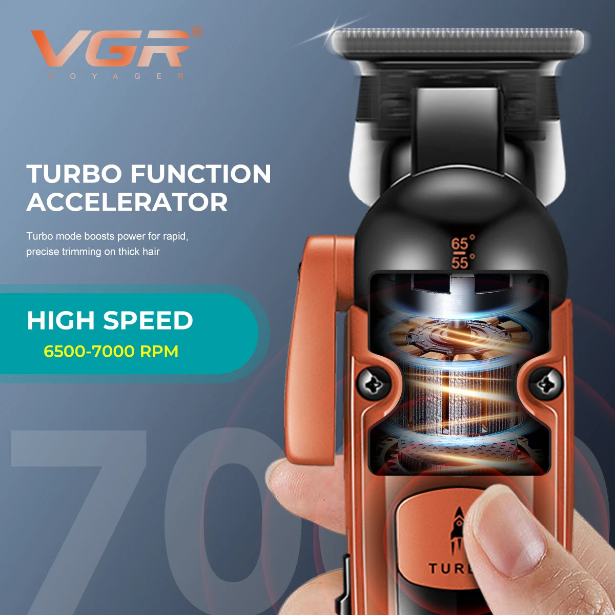 VGR high-end men's household electric hair clipper with intelligent digital display and 7000 RPM new electric push shear V-274 Peaceful Pleasures Health and Wellness