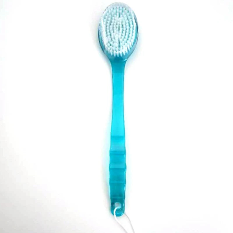 Long Handle Back Scrubber Brush Exfoliating Massaging Shower Brush for Bath Durable Body Scrubber with Soft Bristles Peaceful Pleasures Health and Wellness blue