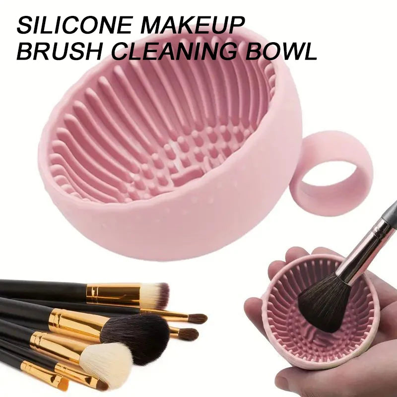 Makeup Brush Cleaner Soft Silicone Bowl Folding Powder Puff Eyeshadow