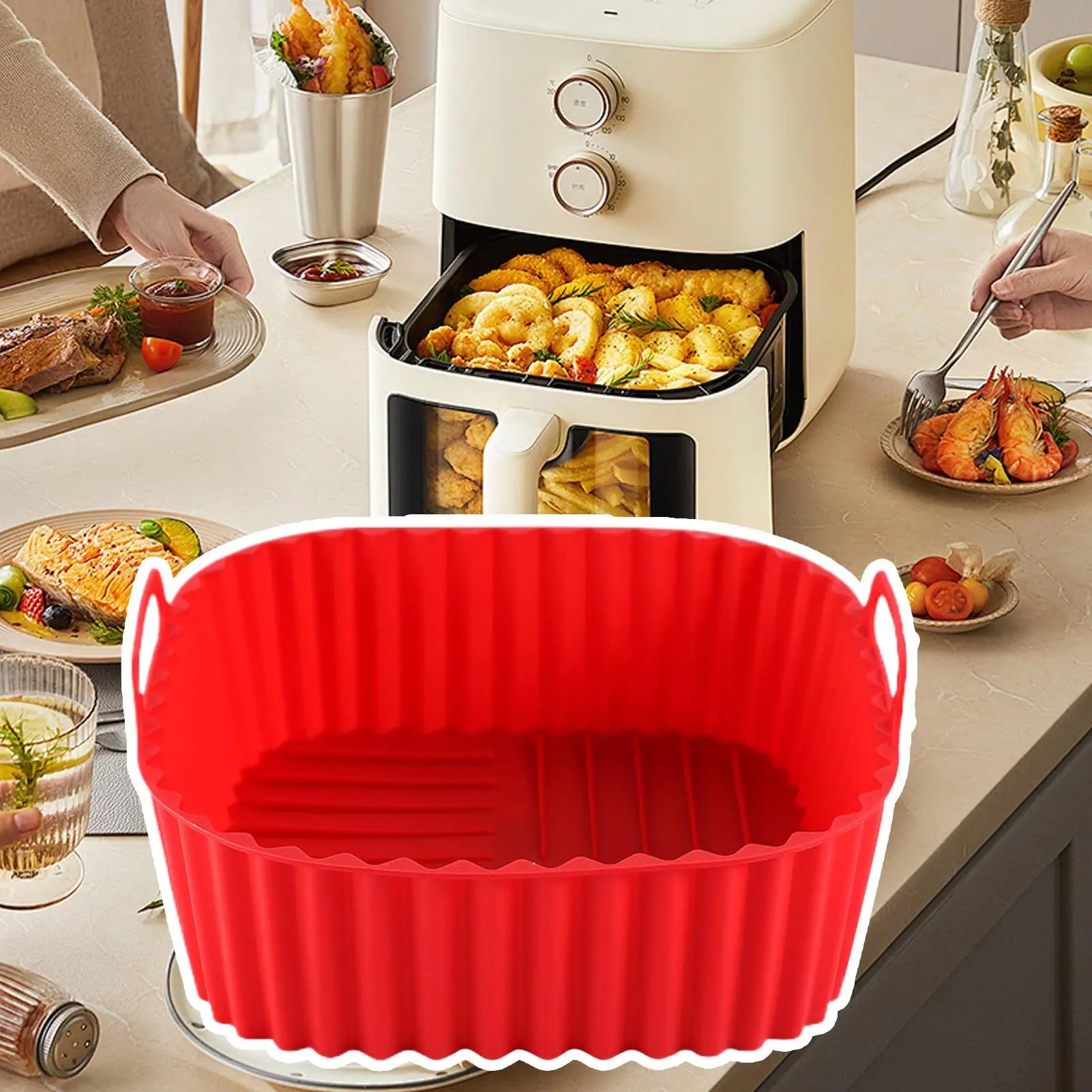 Silicone Air Fryer Liner – Non-Stick Square Reusable Baking Pan Silicone Baking Liner Peaceful Pleasures Health and Wellness