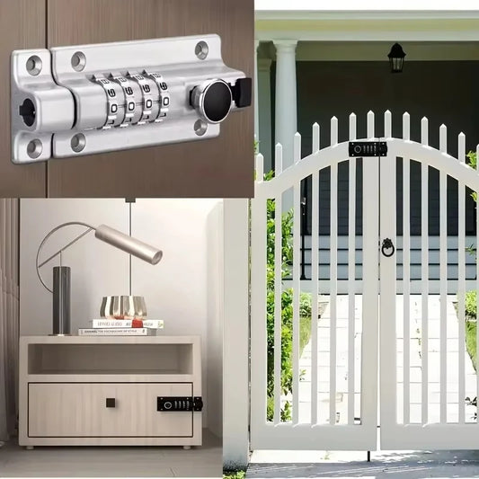Combination Digit Password Anti-theft Metal Door Latch Bolt Black Silver Safety Padlock Outdoor Home Wood Gate Hardware Peaceful Pleasures Health and Wellness