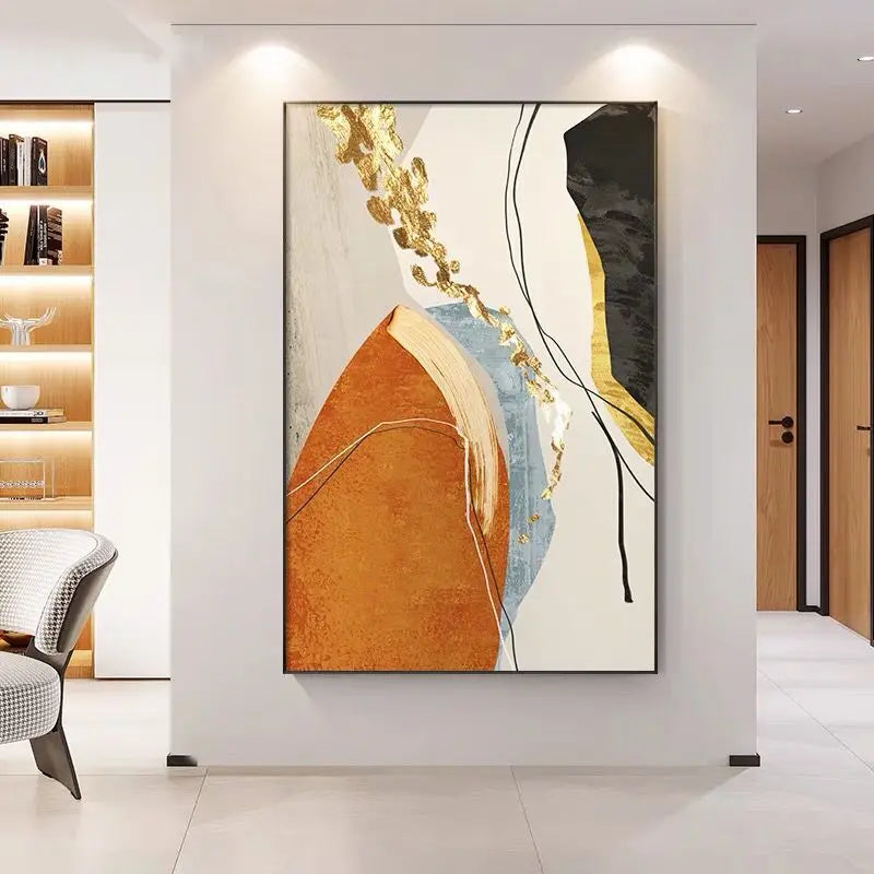 Nordic Wall Art Decor Oil Painting Modern Abstract Image High Quality Home Hanging Poster Handmade Canvas Mural For Parlor Porch Peaceful Pleasures Health and Wellness No frame 120cmx240cm