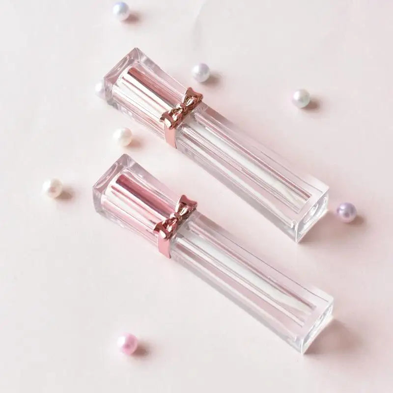 1pcs Empty Portable 3.5ml Lip Gloss Tubes DIY Clear Bowknot Lip Glaze Tubes,Square Rose Gold Cosmetic Packing Container Peaceful Pleasures Health and Wellness