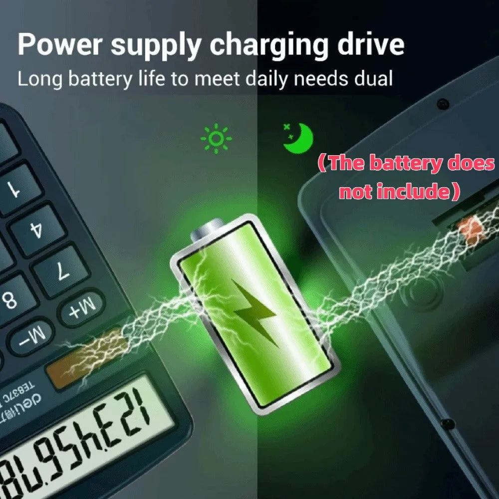 12-Digit Dual Power Calculator – Candy Color, Solar & Battery