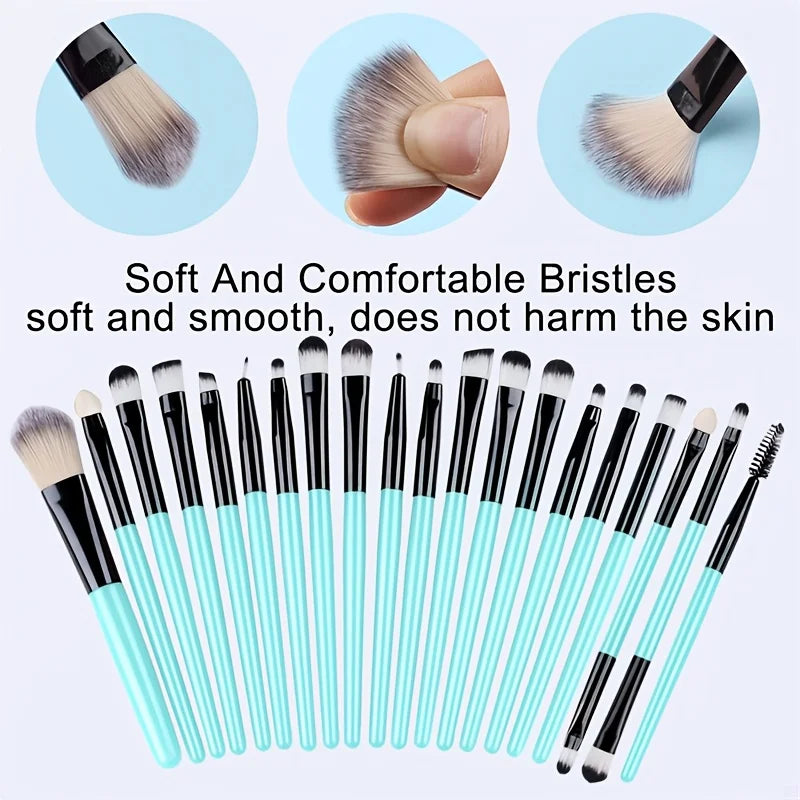 RUNTOIN 20Pc Makeup Brush Set – Foundation, Eyeshadow & Blush