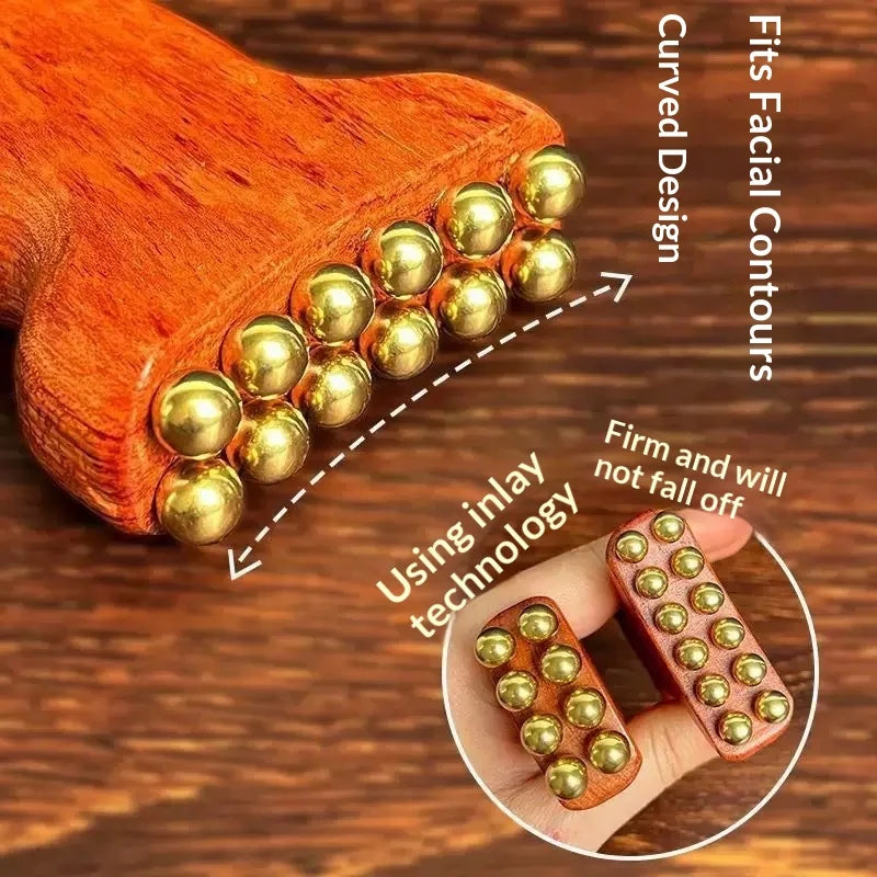 Brass Gold Bead Facial Dredge Tool, Nasolabial Folds, Apple Muscle, Jawline Beauty Massage Device Peaceful Pleasures Health and Wellness