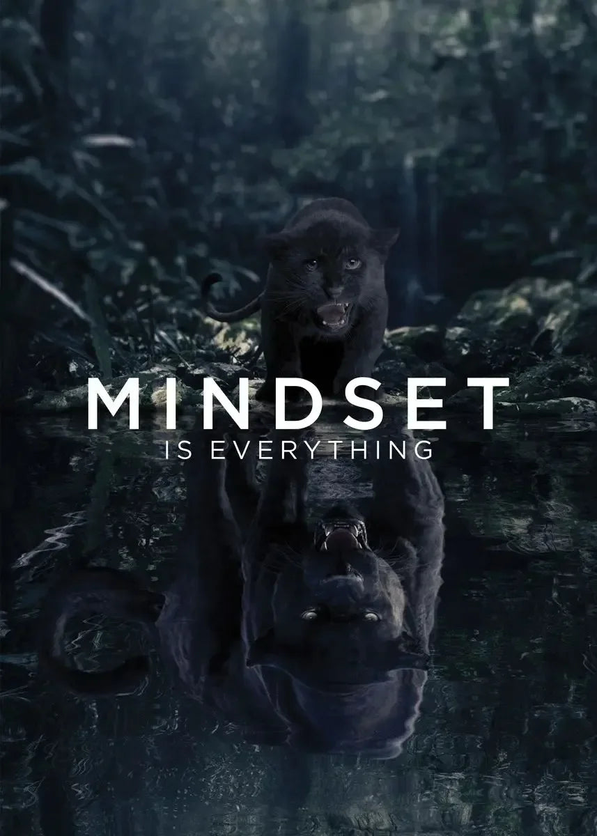 Mindset Is Everything Canvas Wall Art | Lion Wolf Tiger Poster