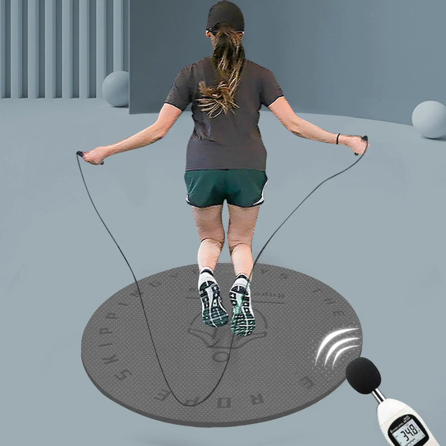 60cm Round Jump Rope Mat, Non-Slip & Shock Absorbing Reduces Impact on Joints and Noise for Indoor Workouts, Jumping Yoga Peaceful Pleasures Health and Wellness