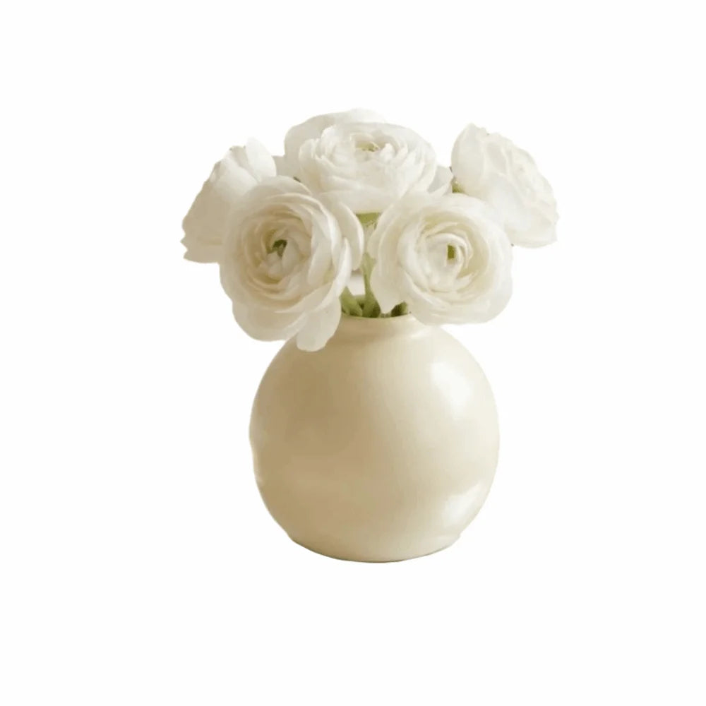 Minimalist Ceramic Vase & Artificial Rose Set | Home Decor