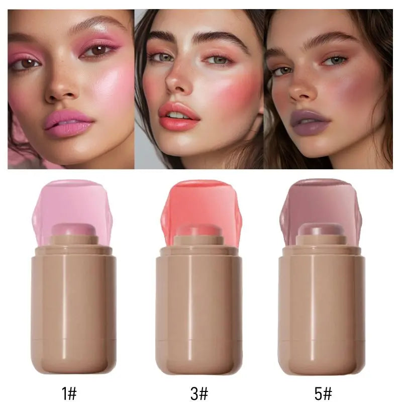 Lakerain 3in1 Cheek Lip Tinted Moistured Blush Stick Waterproof Easy Color Rouge Silky Smooth Blusher Cream Matte Contour Makeup Peaceful Pleasures Health and Wellness Mixed Color