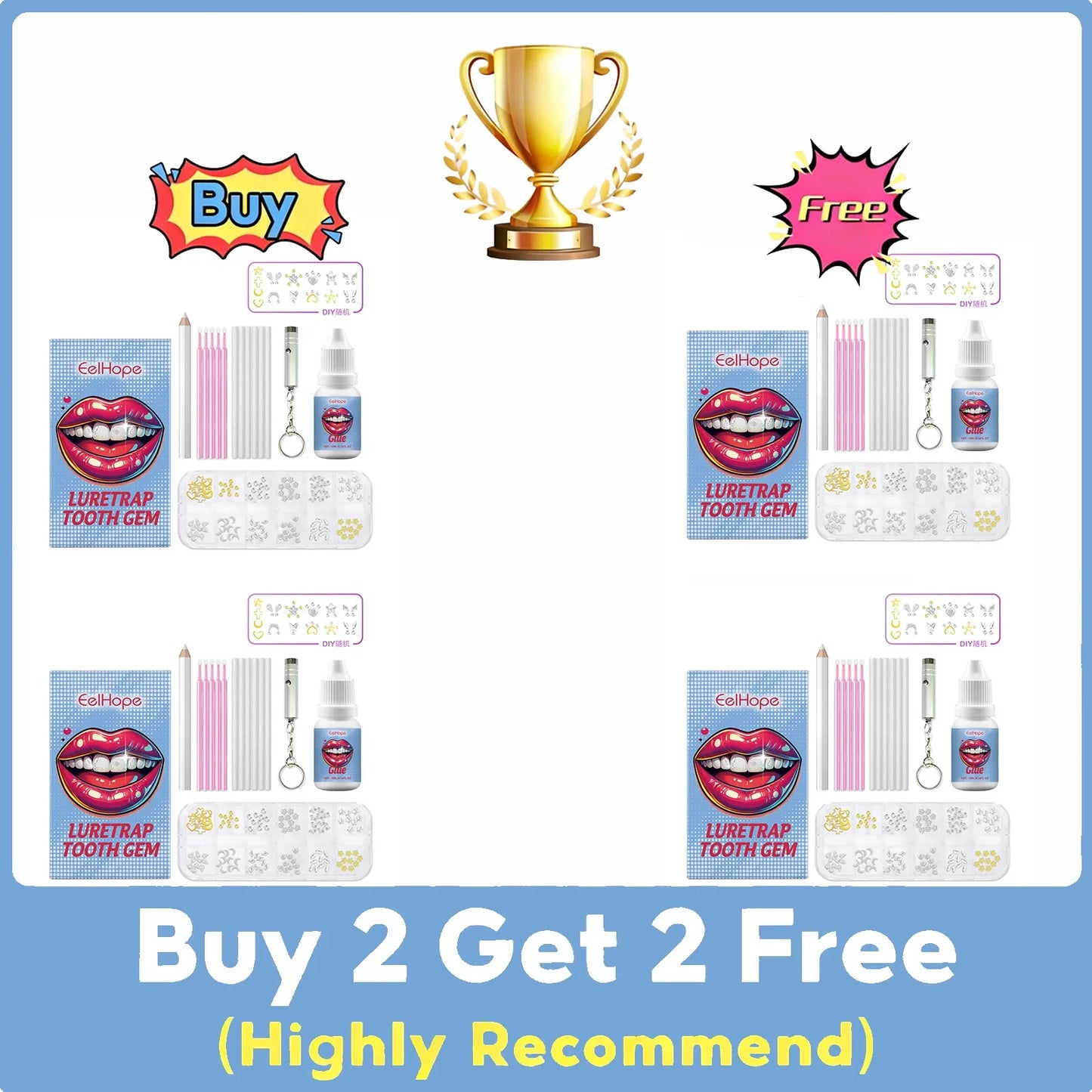 DIY Tooth Gems Kit – 120 Crystal Teeth Jewels + UV Glue