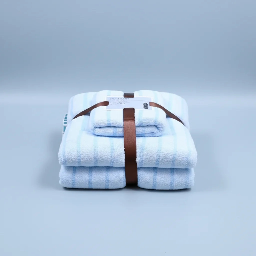 Coral Fleece Bath Towel Set Soft Absorbent Parent Child Two Piece Set Peaceful Pleasures Health and Wellness Towel 35 x 75 cm blu
