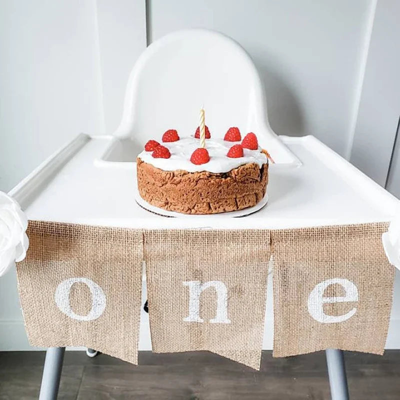 Rustic Burlap Farm 1st Birthday Highchair Banner & Photo Prop