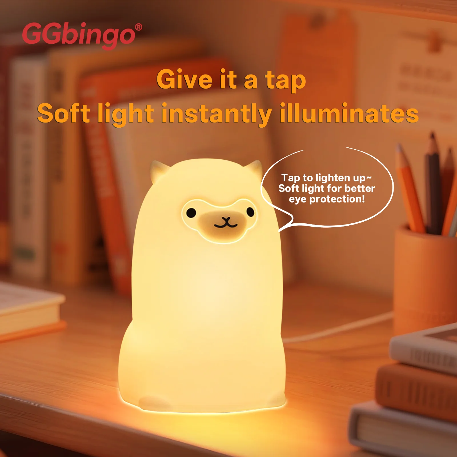 GGbingo LED Night light Touch Sensor RGB LED Alpaca USB Rechargeable Silicone Lamp for Children Baby Toy Festival Decor Peaceful Pleasures Health and Wellness