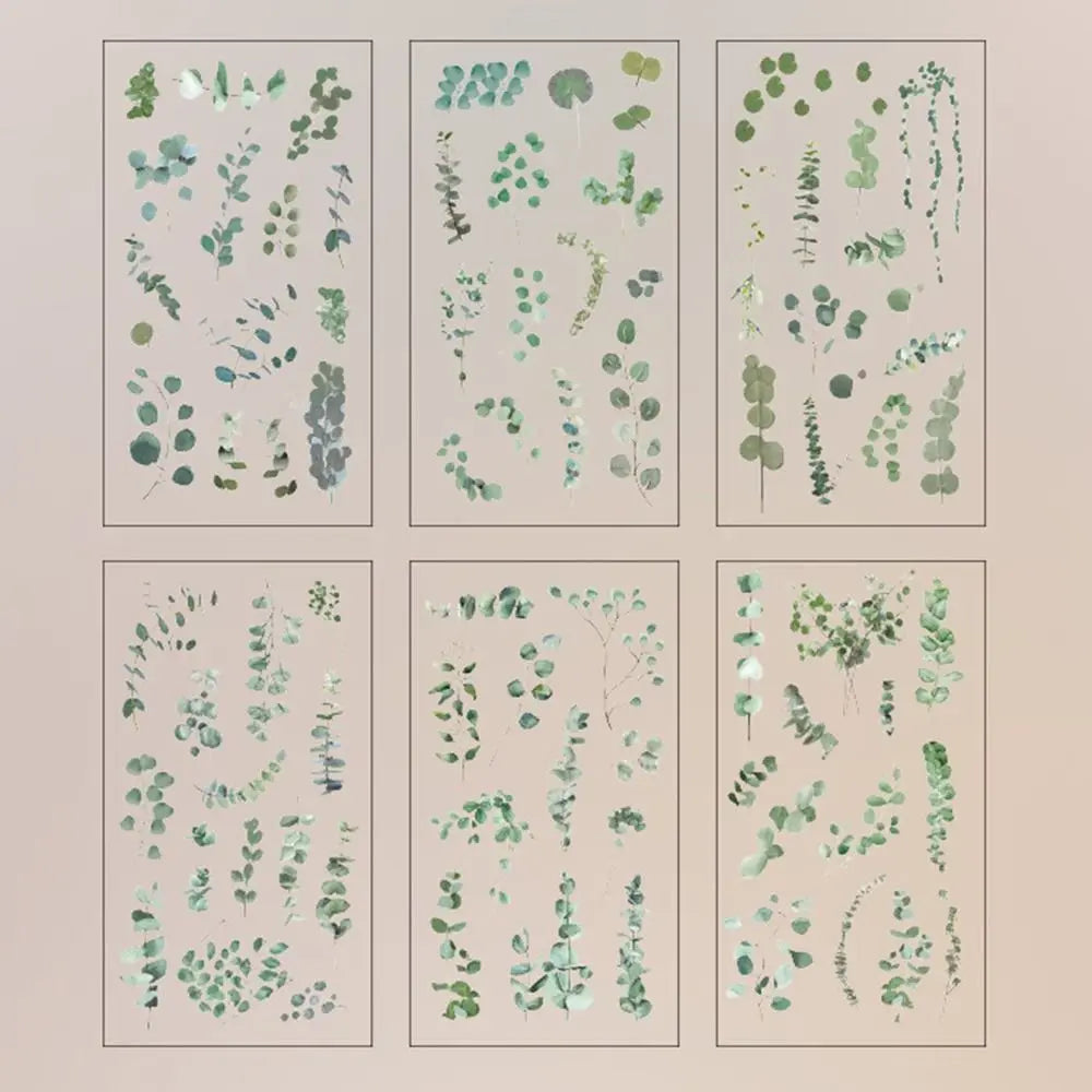 6 pcs/pack Nature PVC Plant Flower Sticker Vintage DIY sticker Scrapbook Stickers Adhesive Clear PET Transparent Flower Stickers Peaceful Pleasures Health and Wellness 08