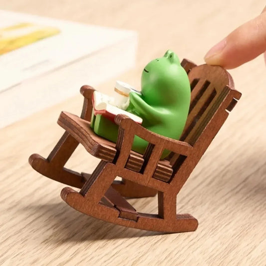 Cute Frog Rocking Chair Resin Figurine | Desk & Car Decor Resin Desk Figurine Oasis Select