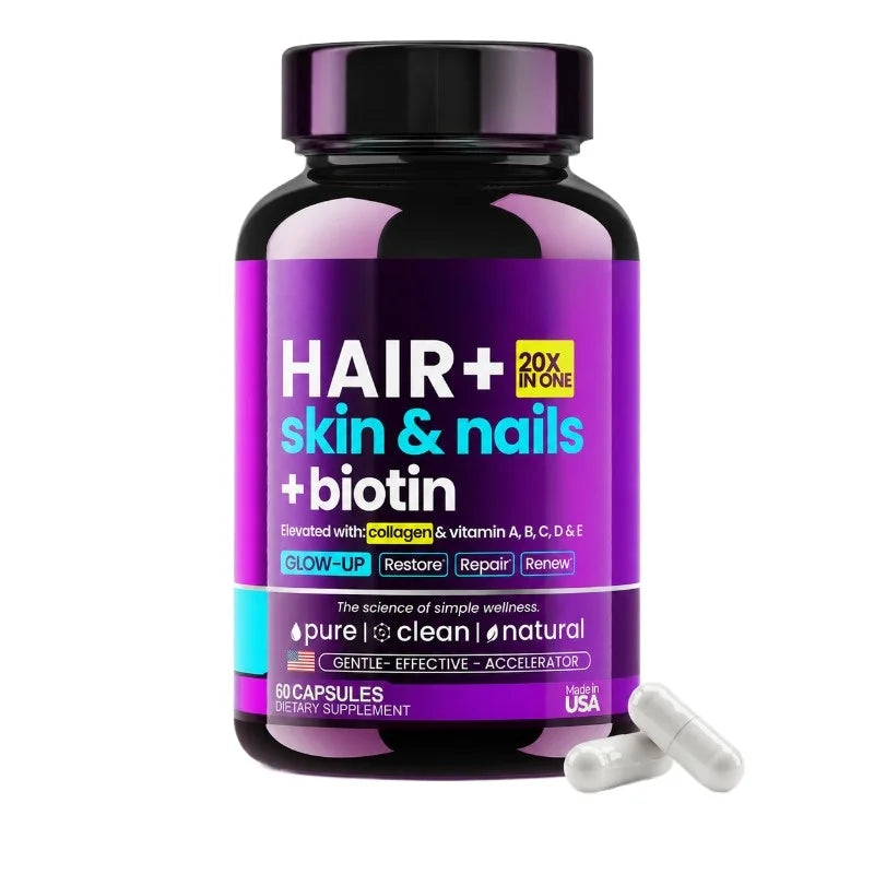Hair Skin Nails Formula | Biotin 10000mcg, Collagen & Hyaluronic Acid