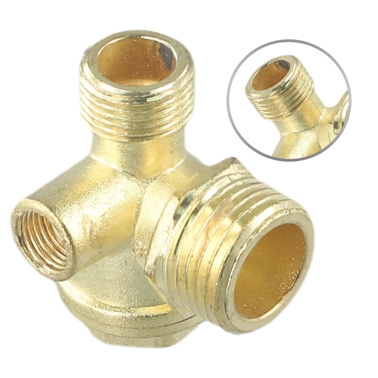 3-Port Air Compressor Check Valve Brass Central Connector Tool Male