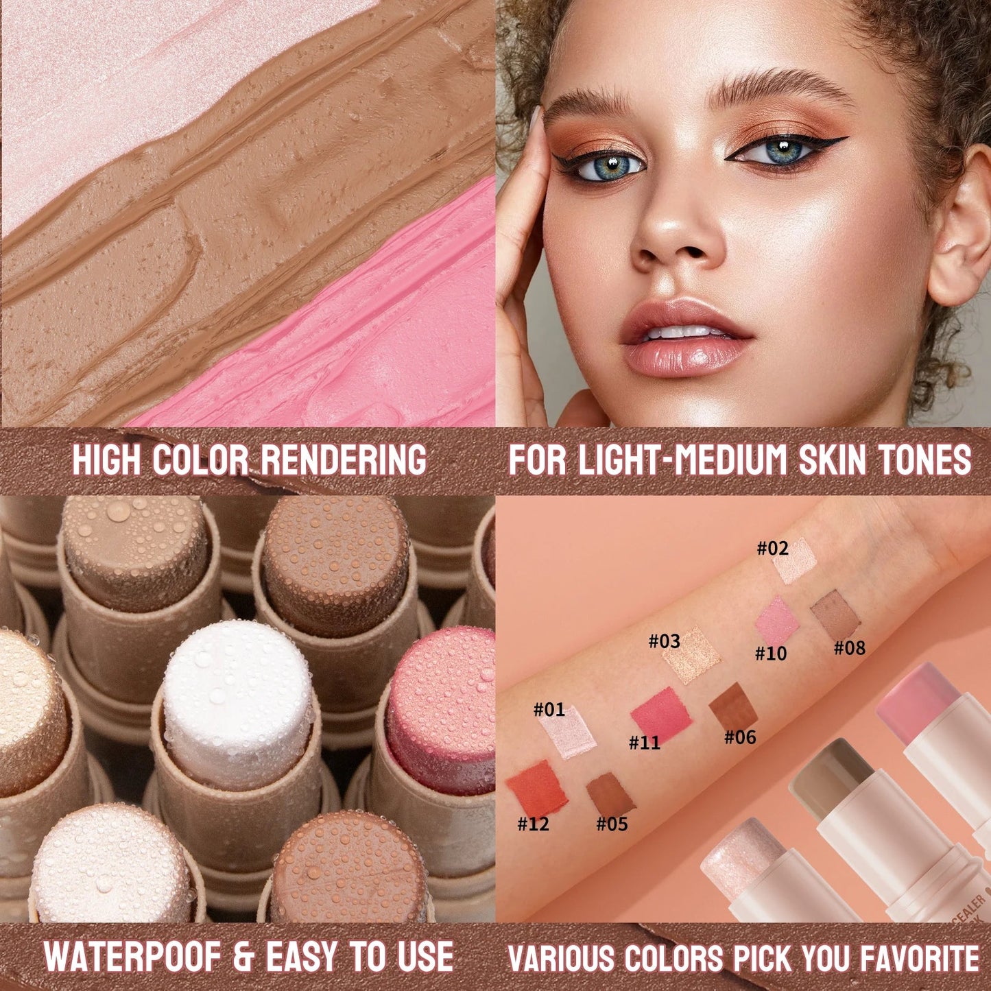 Hello Kiss 3-Piece Cream Contour Set – Contour, Highlight & Blush
