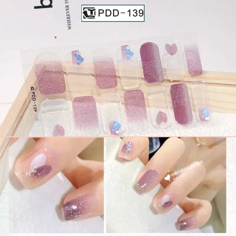 Self Adhesive Sparkling Glitter Full Cover Designer Art Nail Decoration Fashion Manicure Nail Stickers Peaceful Pleasures Health and Wellness PDD-139
