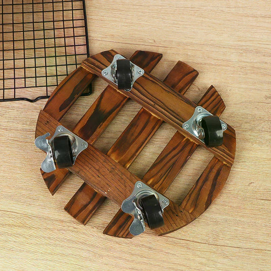 Wood Rolling Plant Caddy | 360° Lockable Wheels | Indoor & Outdoor Rolling Plant Stand Oasis Select