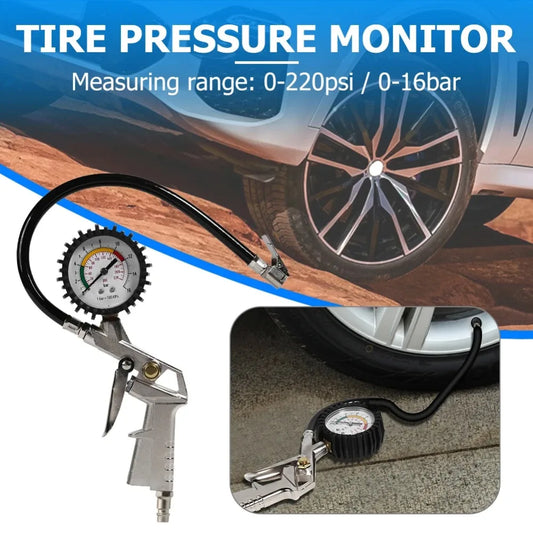 Car Tire Pressure Gauge 0-220 PSI Air Inflator Meter EU Plug Tyre Pressure Tester Auto Garage Repair Tool Peaceful Pleasures Health and Wellness
