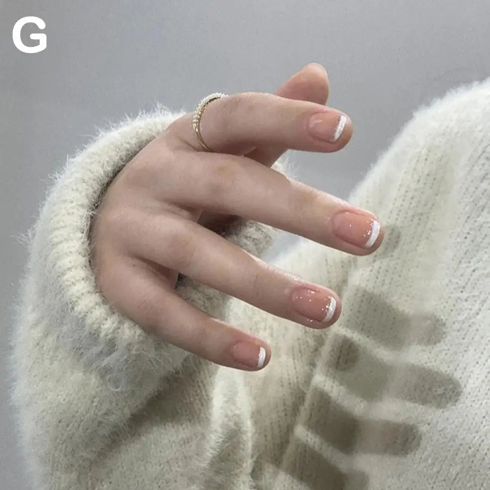 French Square Press-On Nails | Nude Pink & Glitter 24pc Set