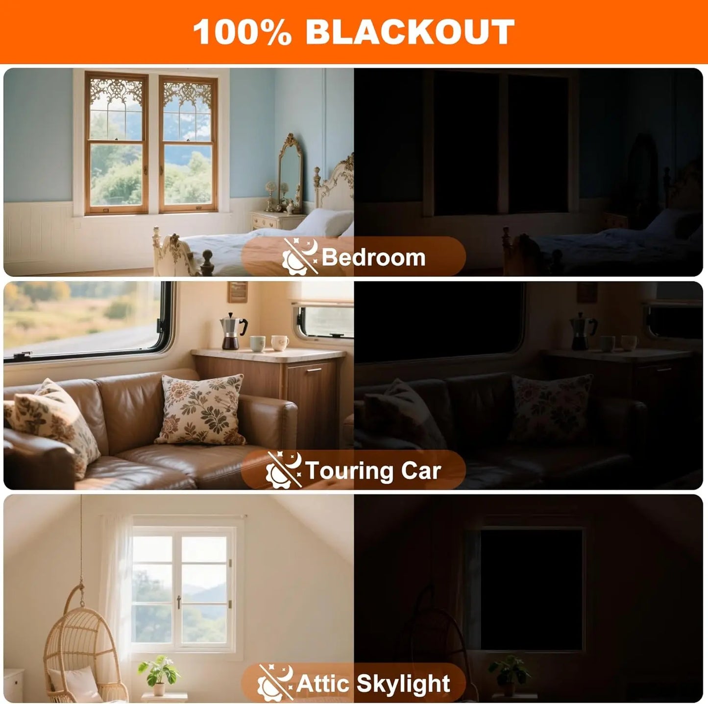 Self-Adhesive Blackout Window Film | No Drill Portable Curtain
