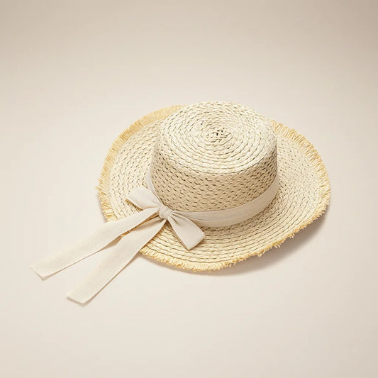 Women's Wide Brim Raffia Straw Sun Hat with Bow | Beach Hat Women's Sun Hat Peaceful Pleasures Health and Wellness