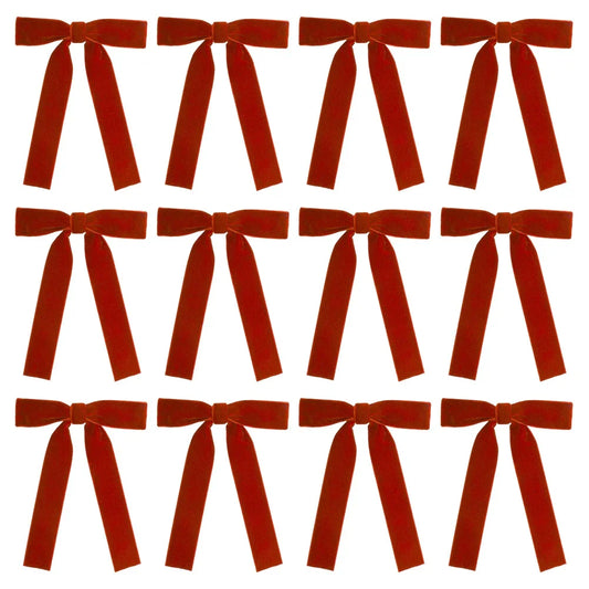 Velvet Christmas Bows Wine Red 12 Pack | Reusable Holiday Decor Christmas Bow Decoration Oasis Select China Mainland