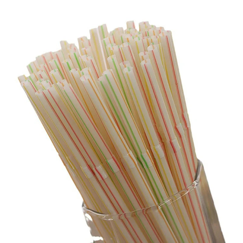 100Pcs Colorful Bendable Drinking Straws | Party, Bar & Milk Tea